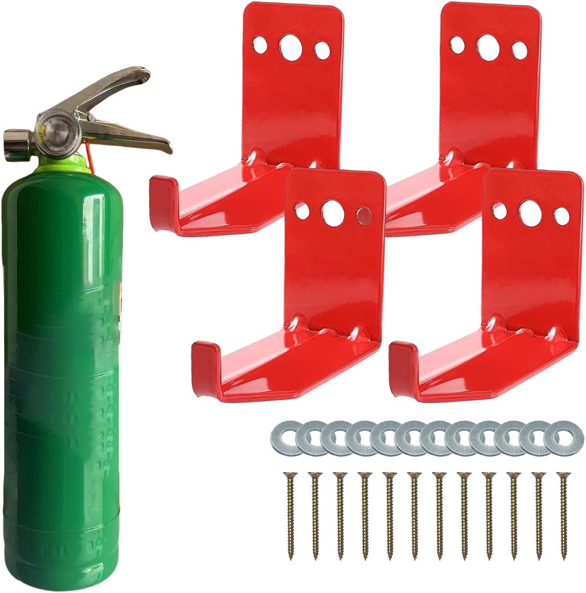 Brandblusser Houder - Wandbevestiging Beugel - Veilige Opslag - Robuust IJzeren Frame - 4 Stuks - Rood