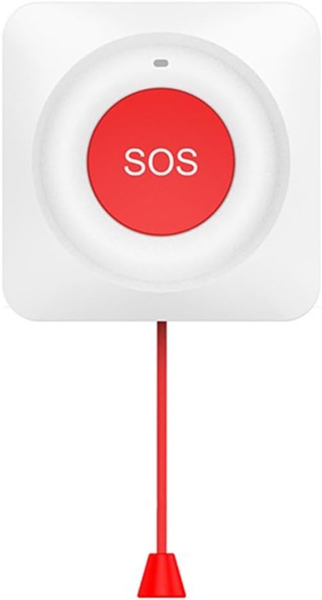 Noodknop - Alarmzender Pager - Veiligheid Thuis - Draadloze Zigbee Verbinding - 66x66x21mm - Rood Wit
