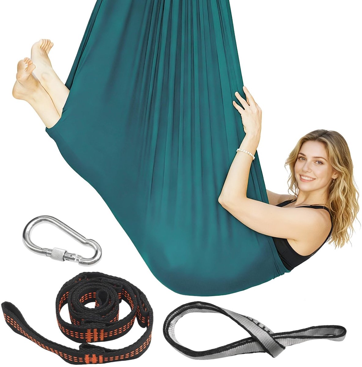 Dailygoods- Aerial Yoga Swing 150x280 cm - Maximaal Draagvermogen 200 kg - Hangmat voor Buiten - Ophangvoorziening - Machinewasbaar - Geschikt voor Balkons en Tuinen