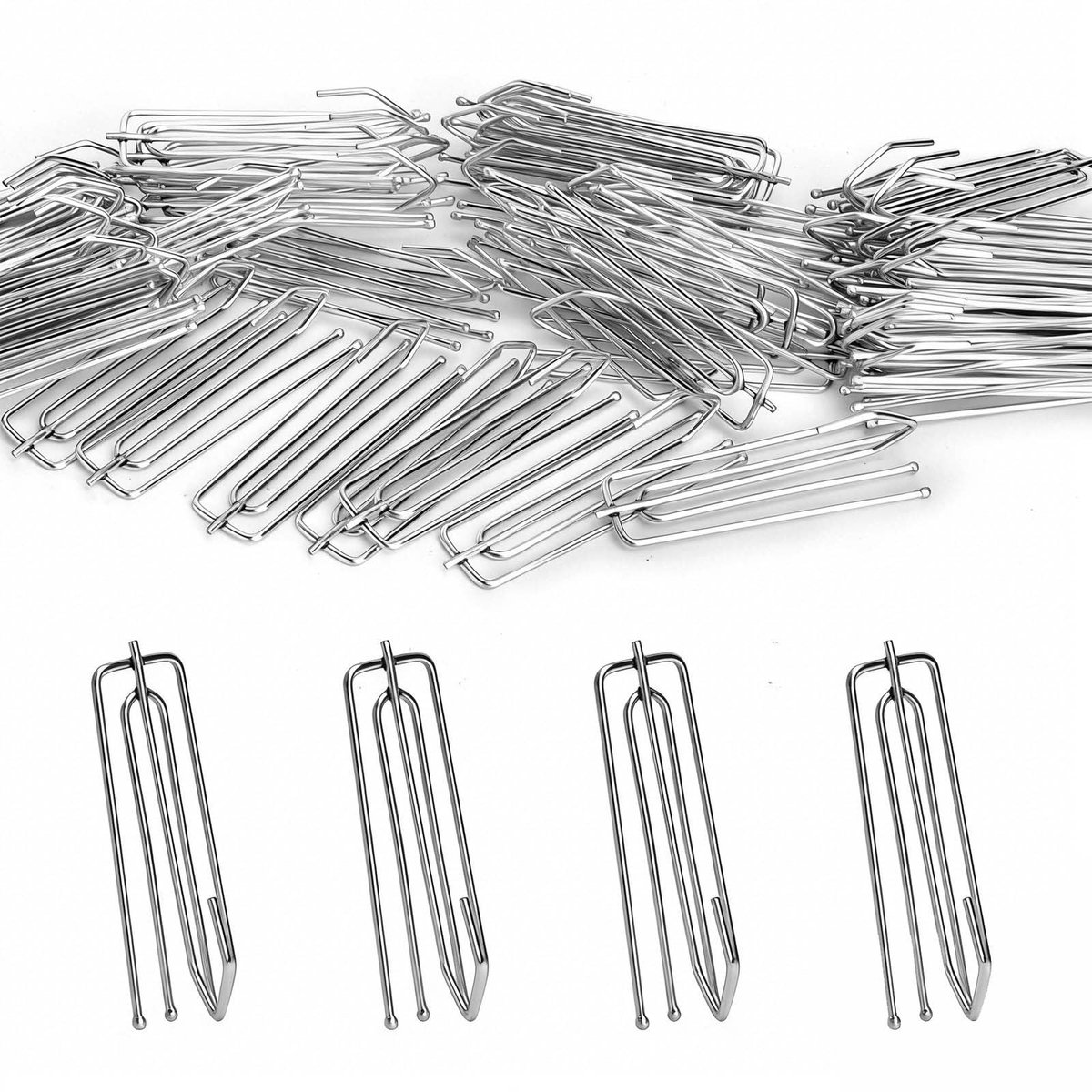 Dailygoods - 60 stuks gordijnhaken van metaal, stabiele gordijnhaken met 4 tanden voor rails, gordijnhaken, raamhaken om op te hangen, geschikt voor plooiband, gordijnen, gordijnringen, douchegordijnen