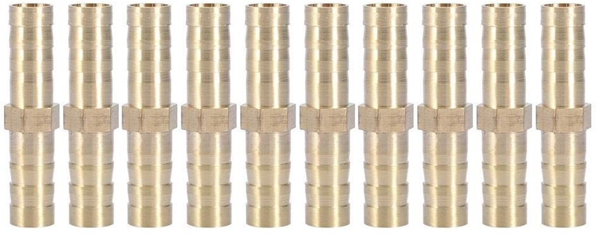 Dailygoods - Straight Barbed Wire - Slangadapter - Messing - Bi-directioneel - Slangverbinder - Geschikt voor 6/8/10/12/14/16/20 mm - 10 Stuks