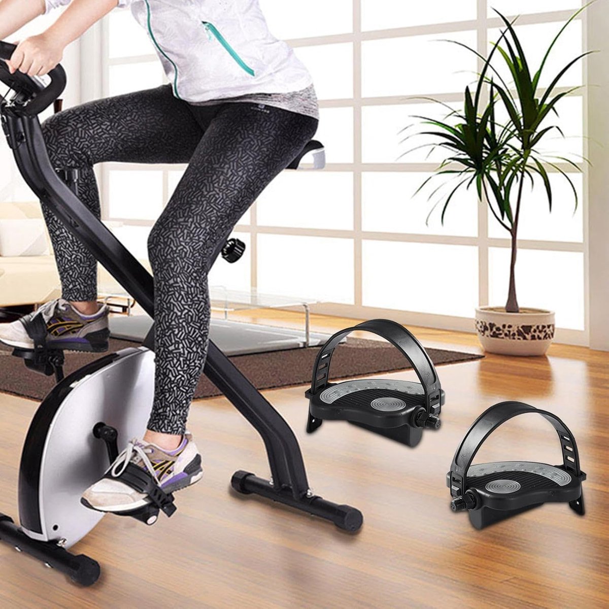Fiets Pedaal Set - Oefen Fiets Pedaal - Thuis Trainen - Verstelbare Anti-slip Banden - 9/16 Inch - Zwart