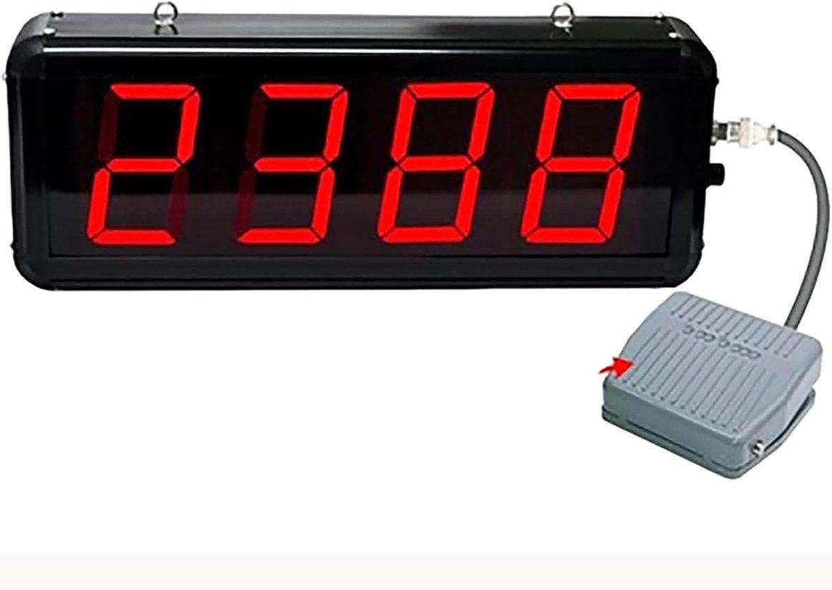 Digitale Teller - Voetpedaal Teller - Productie Tellen - Met Geheugenfunctie - 4-cijferig LED - Rood