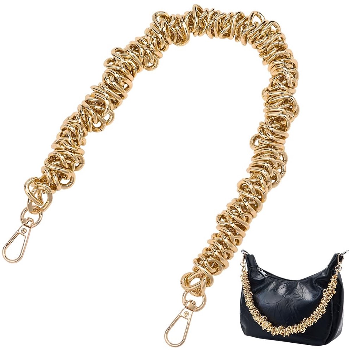 Dailygoods- Portemonnee Ketting Gouden Legering - Handtas Riem - Duurzaam - Onderarm Tas - Bruiloft - 44 cm Lengte - Handtasriem
