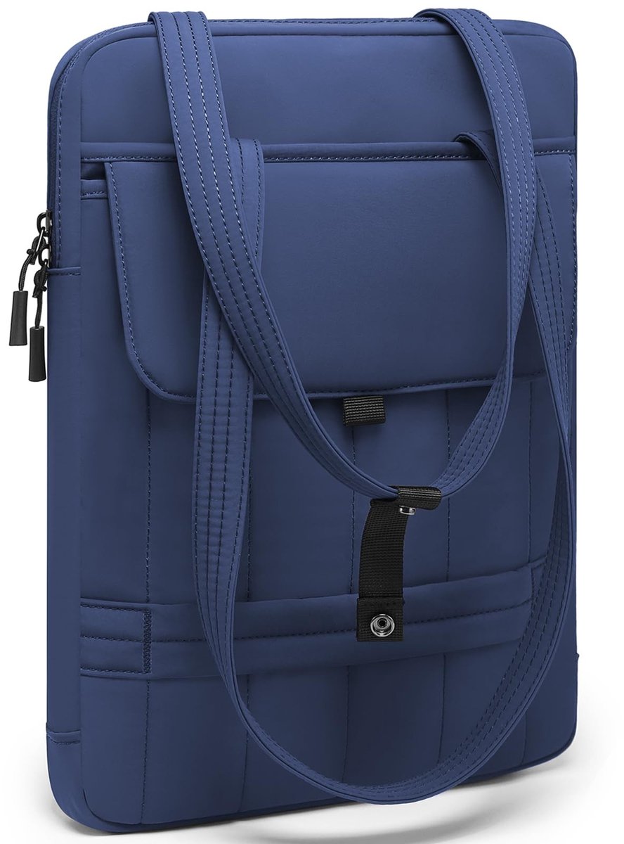 Dailygoods - HYZUO 15-16 Inch Puffy Laptophoes Gewatteerde Handtas voor MacBook Pro 15/16, 15" 15,6" Dell/HP/Lenovo/Asus/Acer Notebook Chromebook, Dames Slanke Schoudertassen Werkdag Hoesje, Marineblauw