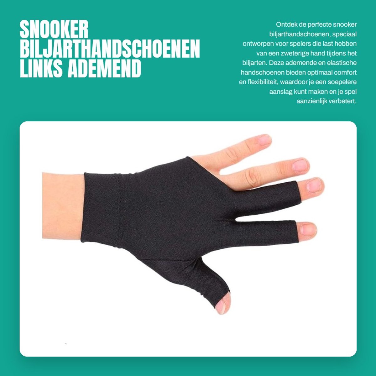 Dailygoods- Biljarthandschoenen Linkshandige - 3-Pakket - Ademend - Elastisch - Open Vingertoppen - Comfortabel en Flexibel - Snookerhandschoen