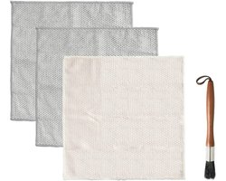 Dailygoods - Koffiezetapparaat accessoires, reinigingsborstelset, 1 houten handvat, koffiemolenborstel en 2 maïskorrelhanddoeken, espressomachine, reinigingsaccessoires, voor handmolens, espressomachine