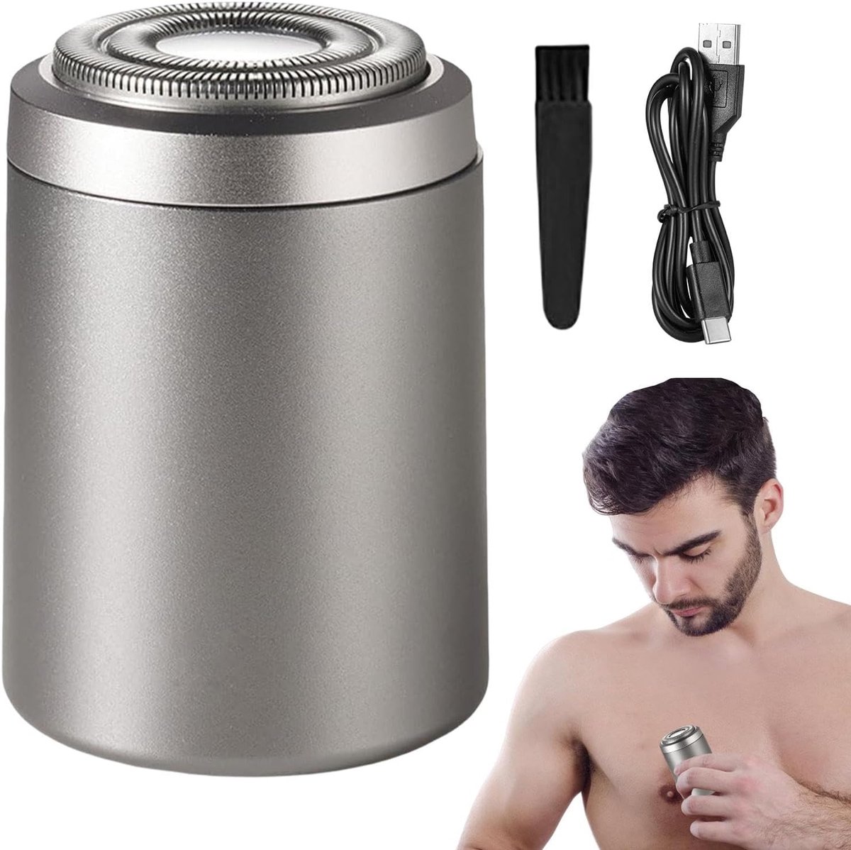 Reisscheerapparaat Mannen - Draagbaar Scheerapparaat - Snelle Verzorging - Waterdicht IPX7 - 6600 RPM - Zilver