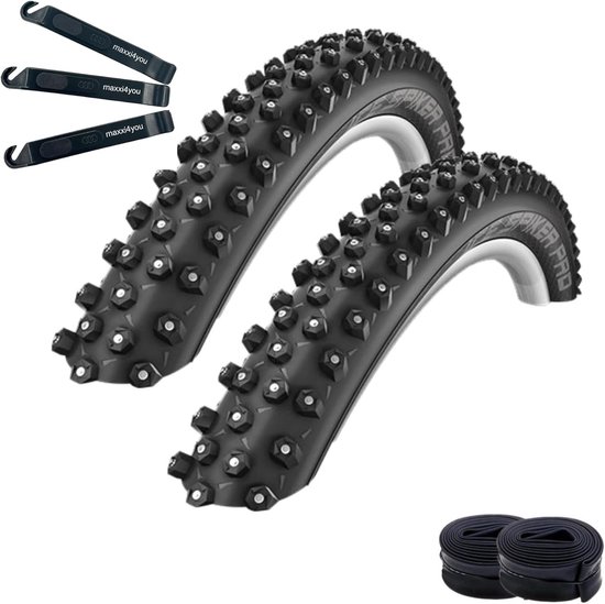 Winter Banden Set - Fietsbanden Sneeuw - Veilig Fietsen - Met 402 Spikes - 29 x 2.60 Inch - Zwart