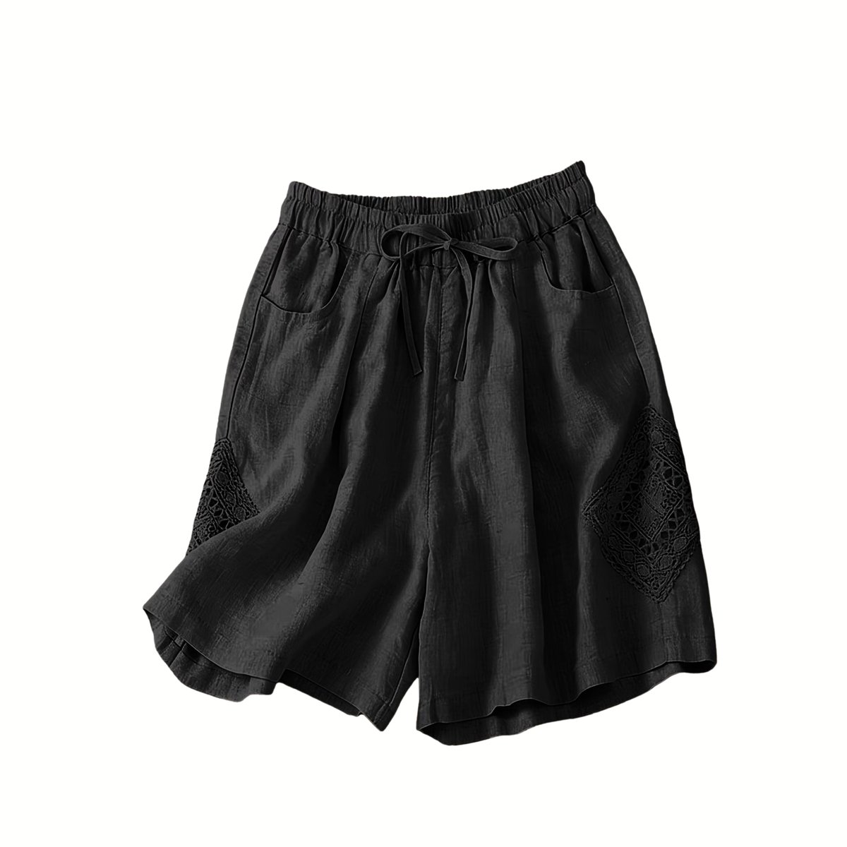 Currero Korte Linnen Broek Dames Zomerbroek Volwassenen Korte Broek Shorts Strandbroek Zomer Ibiza Stijl Zwart