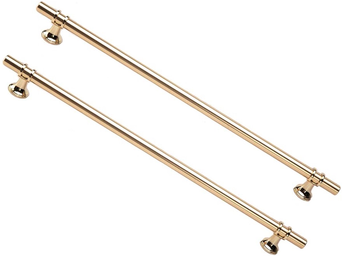 Dailygoods- Ladehandvatten Zwart/Goud - 2 Stuks - T-Handvat - Aluminiumlegering - Zinklegering - 320 mm Gatcentrum - Kastgrepen