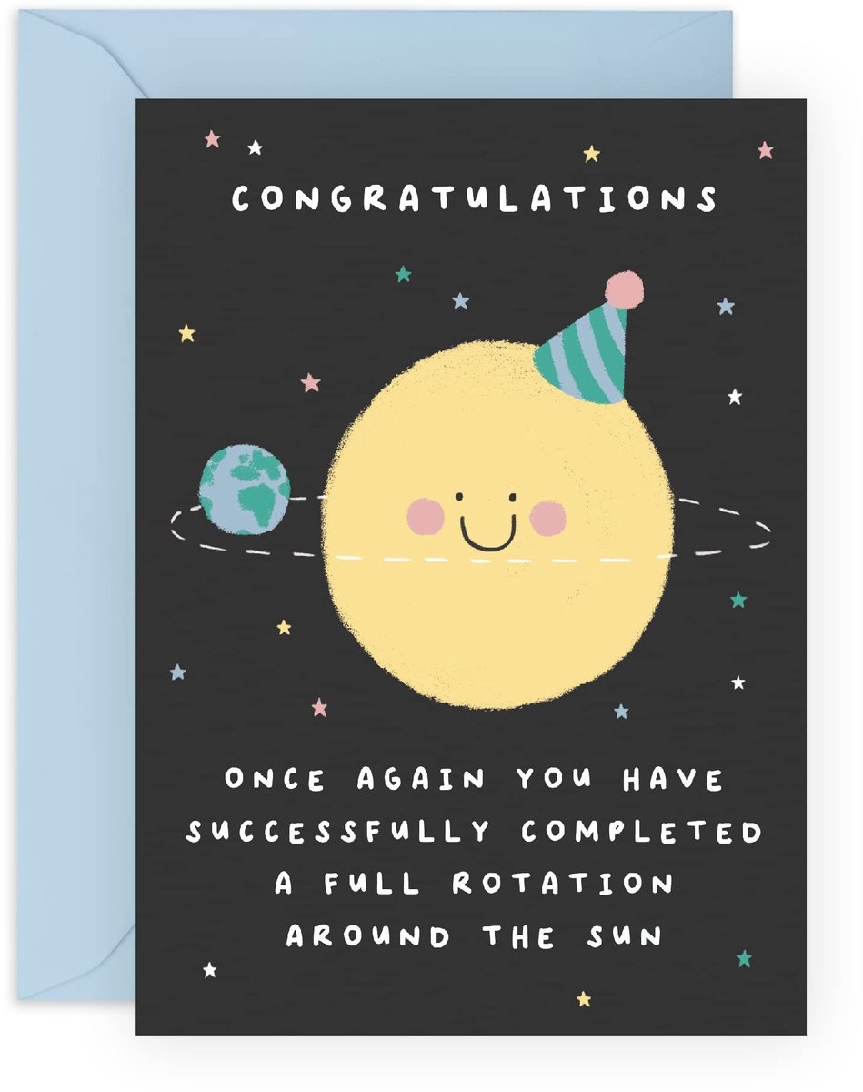 Dailygoods- Verjaardagskaart met stickers - Schattige wenskaarten - Ruimteplaneten - Grappige kaarten voor hem/haar - FSC-gecertificeerd papier - Leeg voor persoonlijke boodschap - Wenskaart