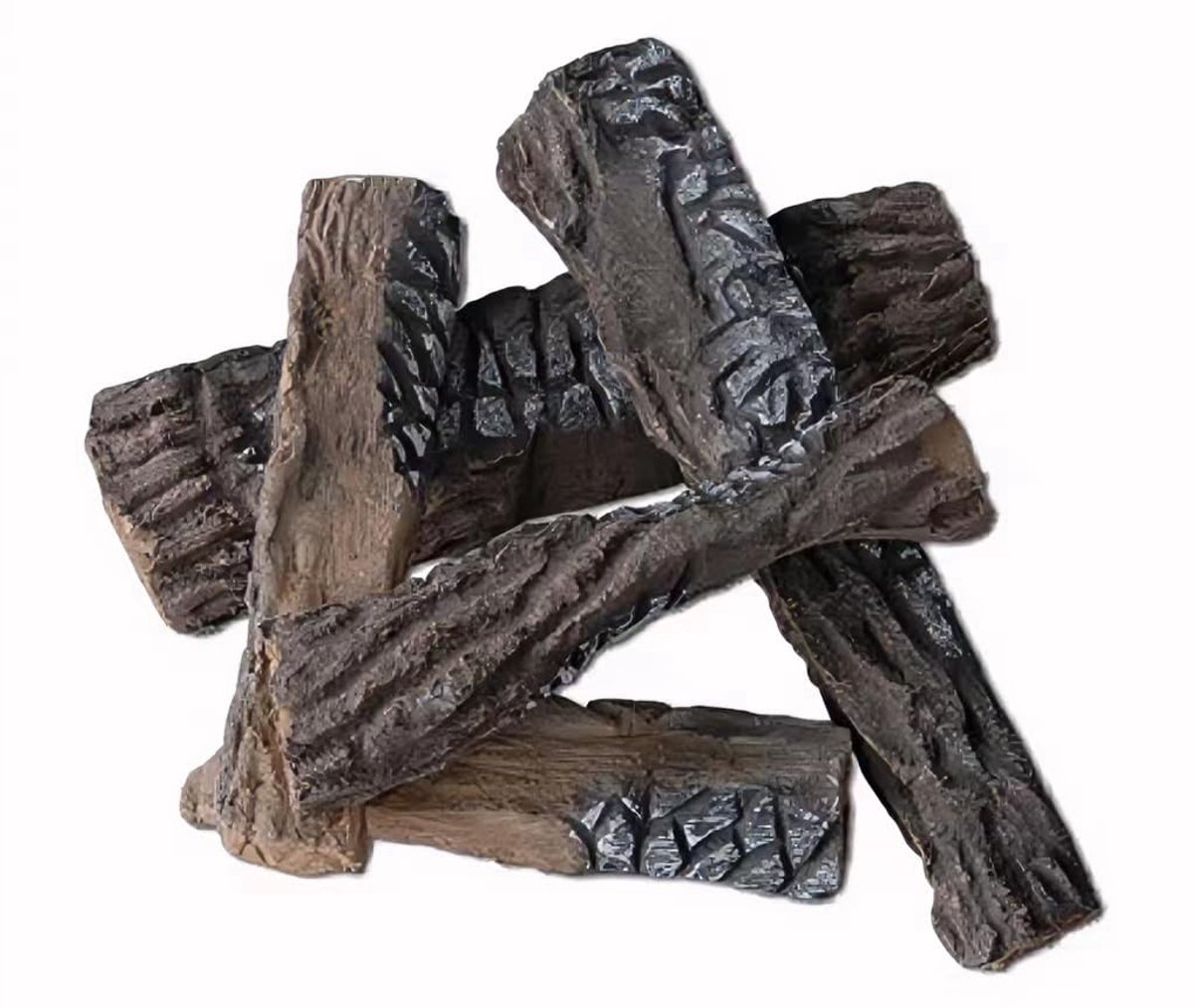 Dailygoods- Keramische Houtblokken Set van 5 - Decoratief Hout - Hittebestendig tot 1000 Graden - Bio-Ethanol/Gashaard - Echte Houtlook - Licht ISO Vezelkeramiek - Decoratief Haardhout