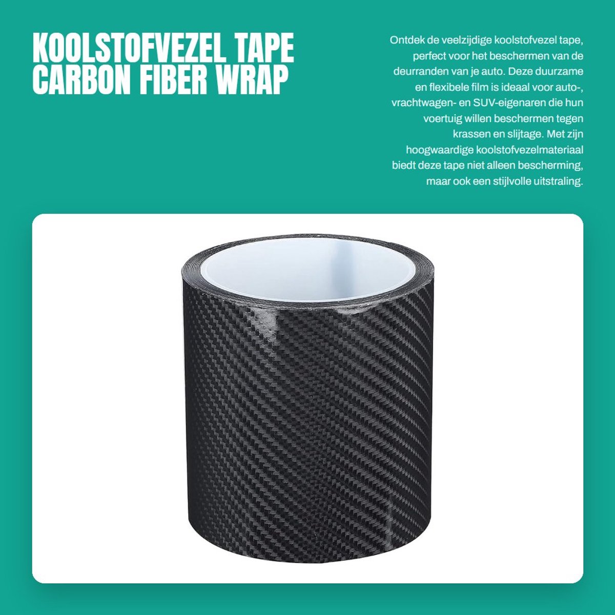 Dailygoods- Koolstofvezel Beschermfolie - Flexibel/duurzaam - Anti-kras Sticker - Auto Deurrand Guard - 3 cm x 3 meter - Hoogwaardig materiaal