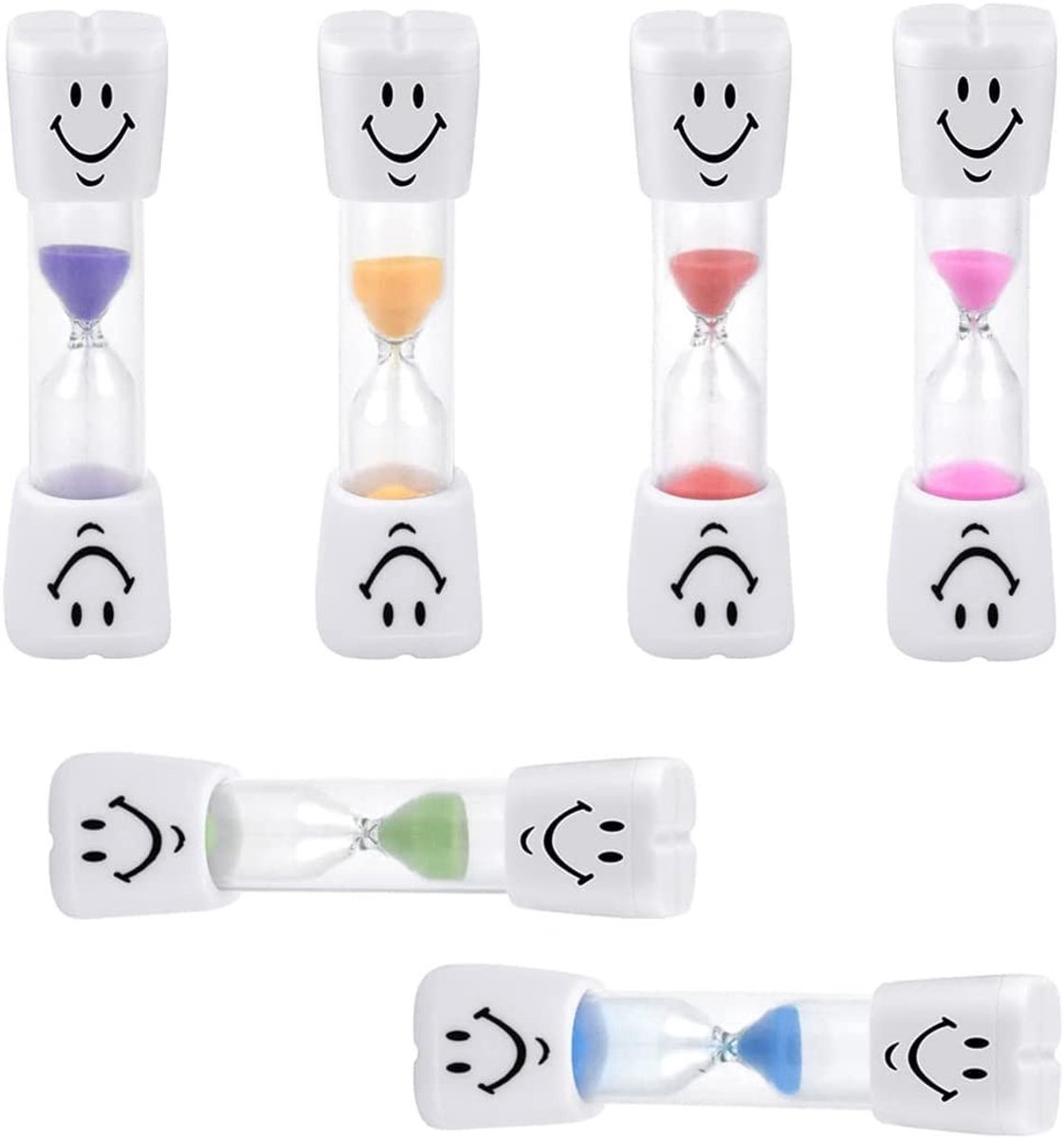 Dailygoods- Zandlopers Set 6 Stuks - 2/3 Minuten - Kleurrijk - Kinderen - Aftellen - Duurzaam Materiaal - Uurglas