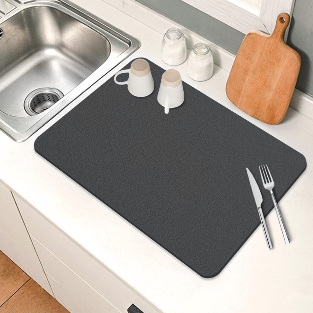 Dailygoods- Droogmat 30 cm x 40 cm - Sneldrogend - Antislip - Afdruipmat - Ademend - PU-materiaal