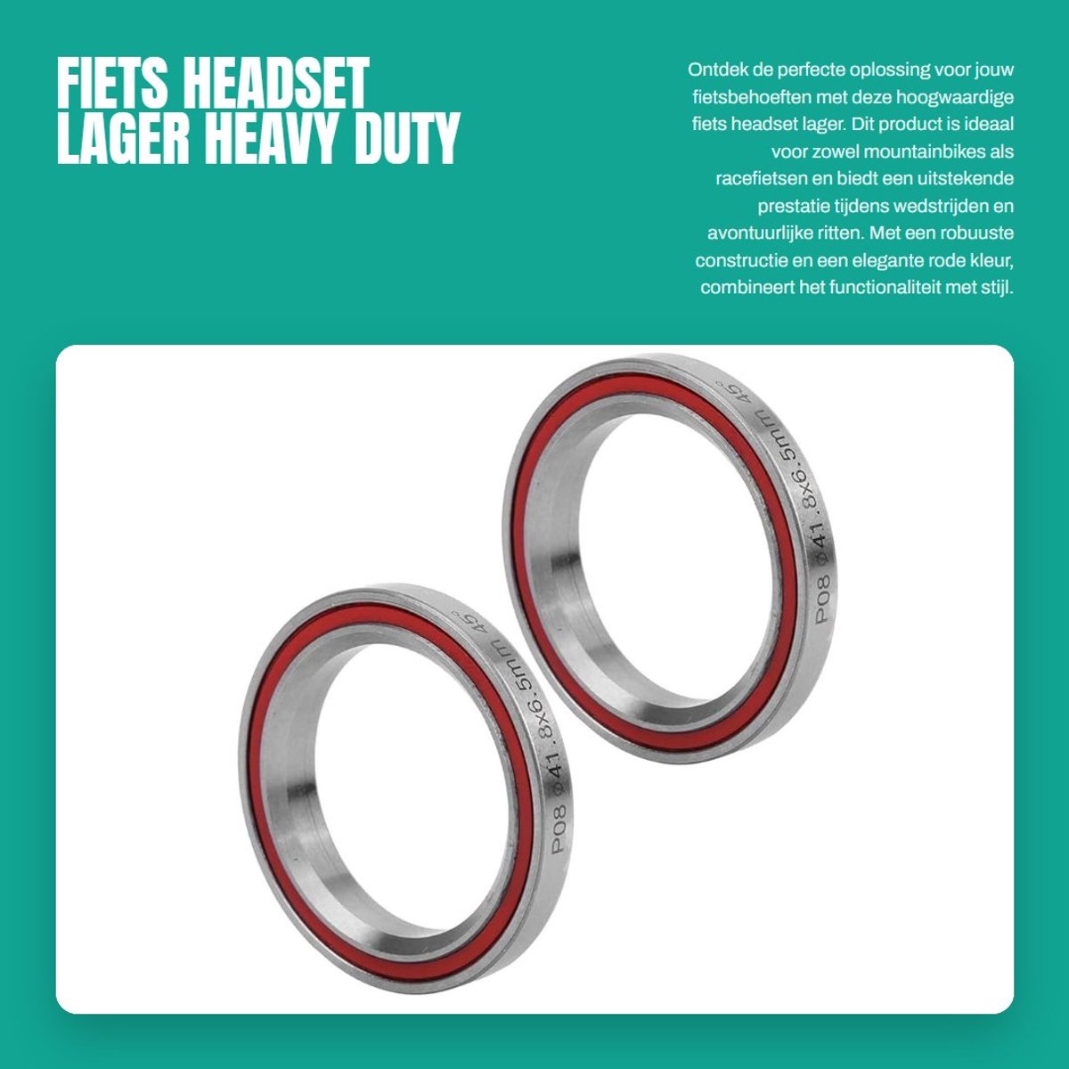 Dailygoods - Fiets Headset Lager - Heavy Duty - Rood - Dubbel Verzegeld - Fietsen Accessoire - Geschikt voor Mountainbike en Racefiets