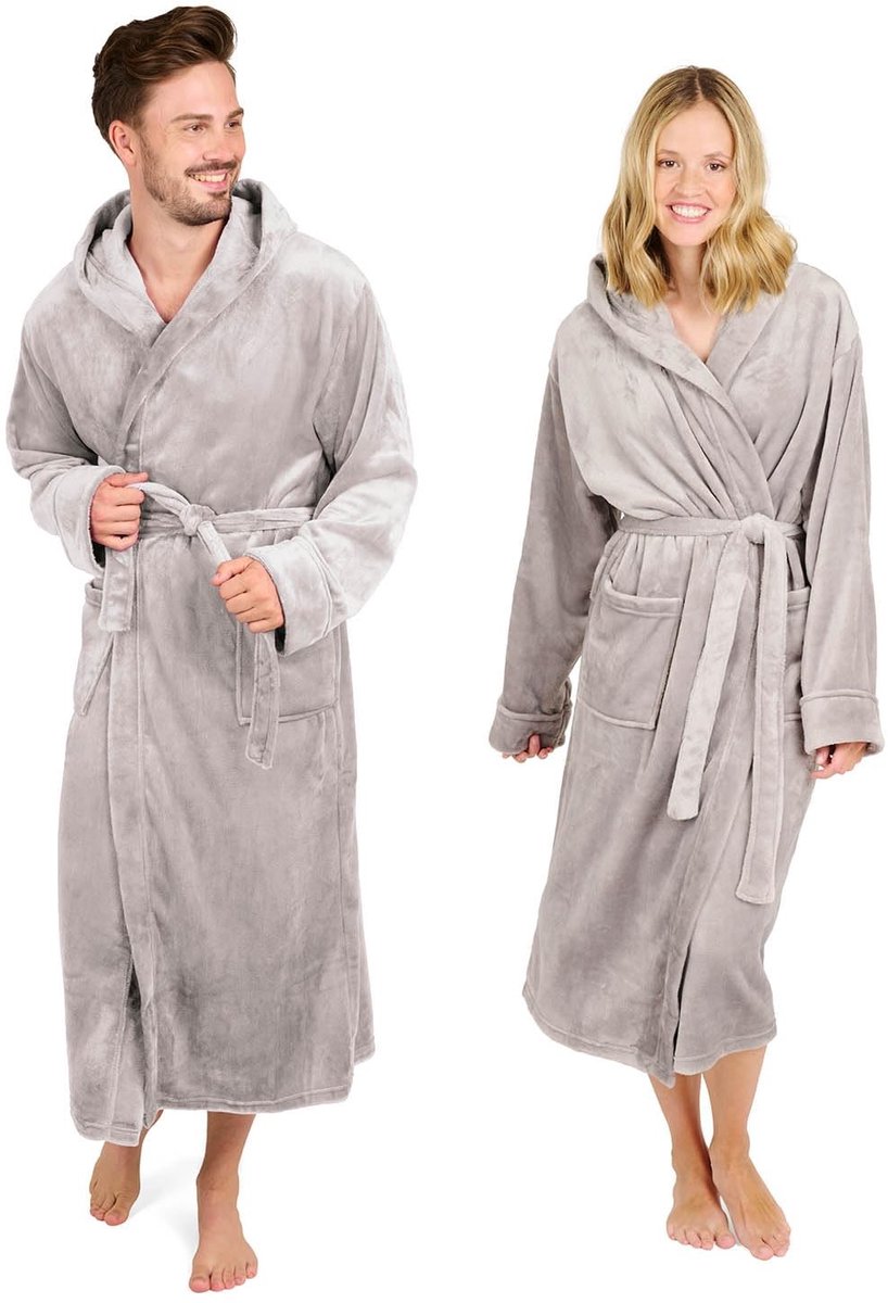 Dailygoods - Badjas Unisex - Fleece Badjas met Capuchon - Ideaal voor Sauna en Douche - Zacht en Comfortabel - Met Zakken - Geschikt voor Dames en Heren