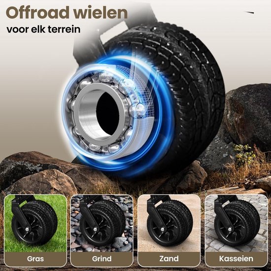 Dailygoods- Bolderkar met Dak - Opvouwbare Bolderkar - Transportwagen - Sterk Stalen Frame - Grote All-Terrain Wielen - Verstelbare Trekstang van Dailygoods — afbeelding 3