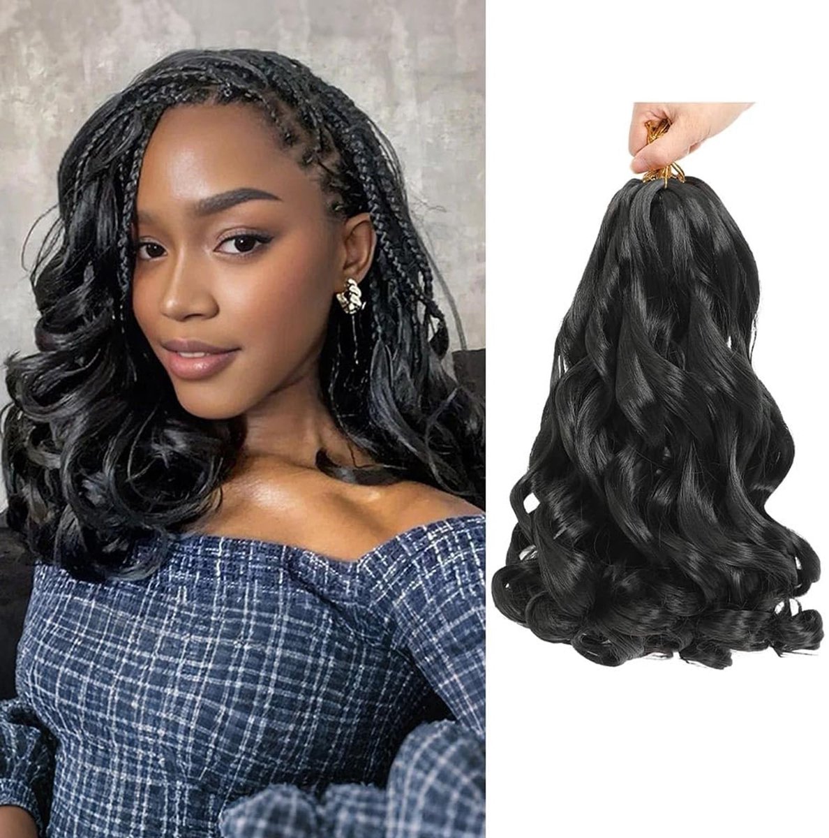 Dailygoods- Vlecht Haar 12 Inch - Franse Krullen - 8 Packs - Synthetisch - Bouncy - Geschikt voor Diverse Hairstylen - Haarextensions