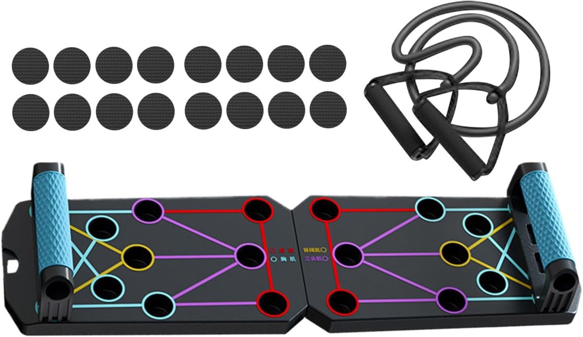 Trainingsbord - Opvouwbaar apparaat - Gerichte spiertraining - Kleurgecodeerde zones - 40 x 20 x 7 cm - Zwart