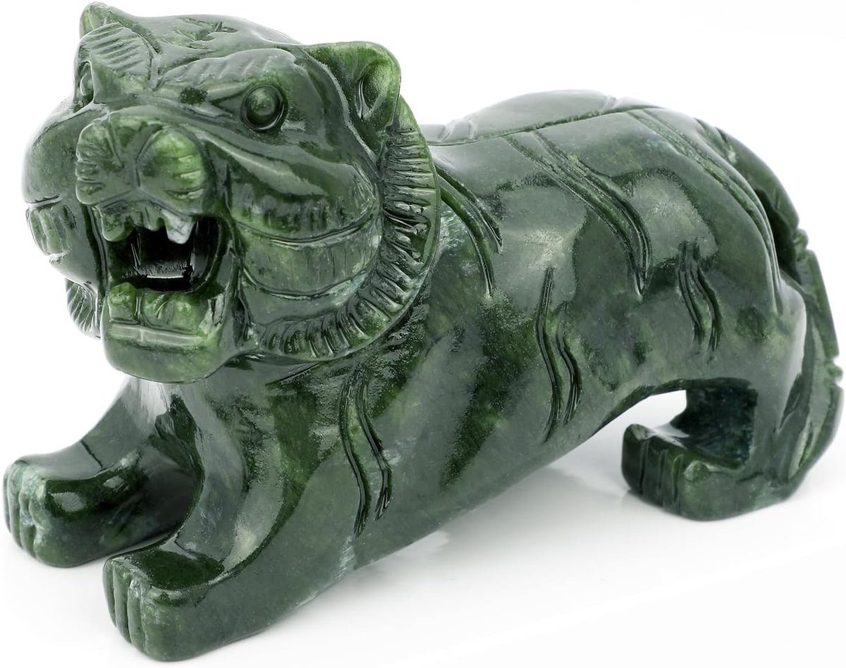 Dailygoods- Tijgerstandbeeld Handgemaakt - Jade Sculptuur - Beeldje Decoratie - Beeldje voor Binnen - Collectie Kunst - Multifunctioneel Ornament