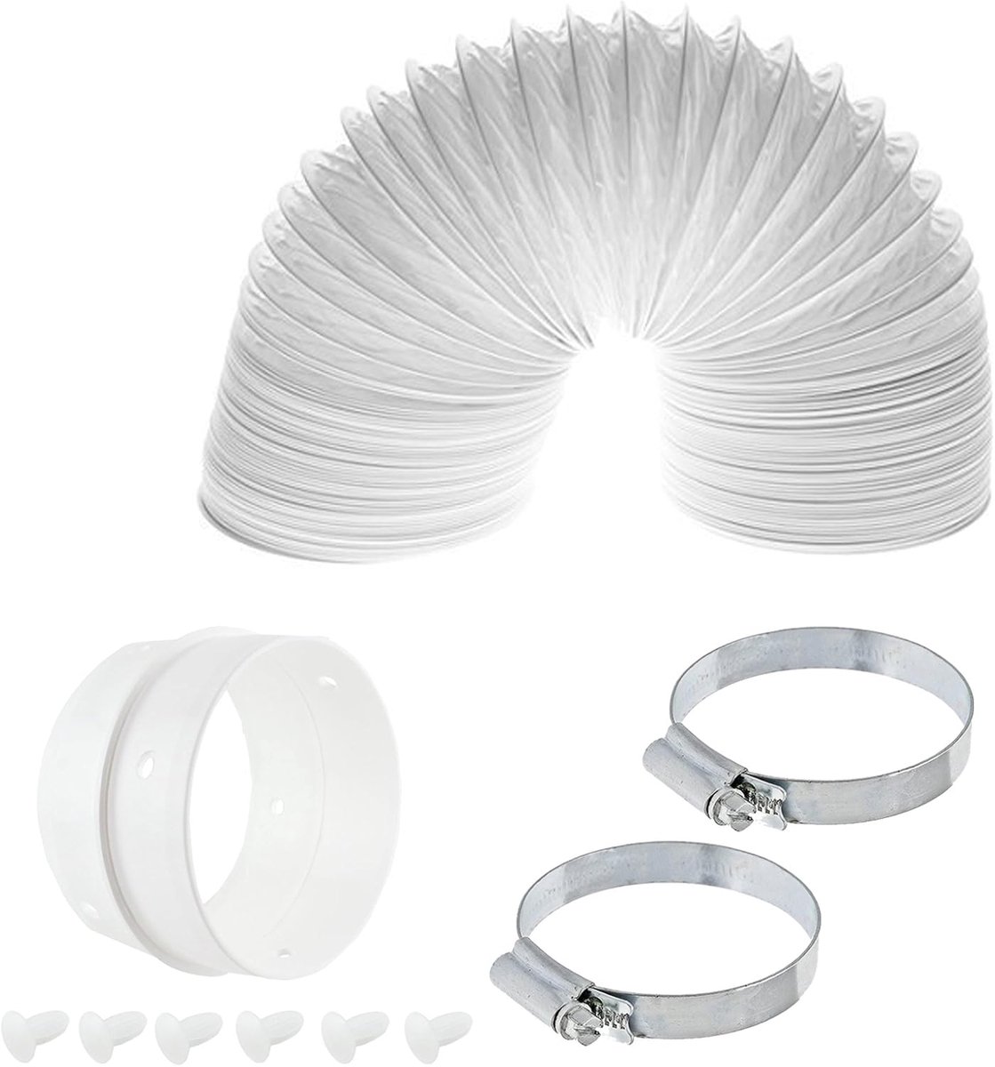 Ventilatieslang Kit Droger Afvoer Wasdroger Onderhoud Universele Pasvorm 4 Meter Slang Zilverkleurig
