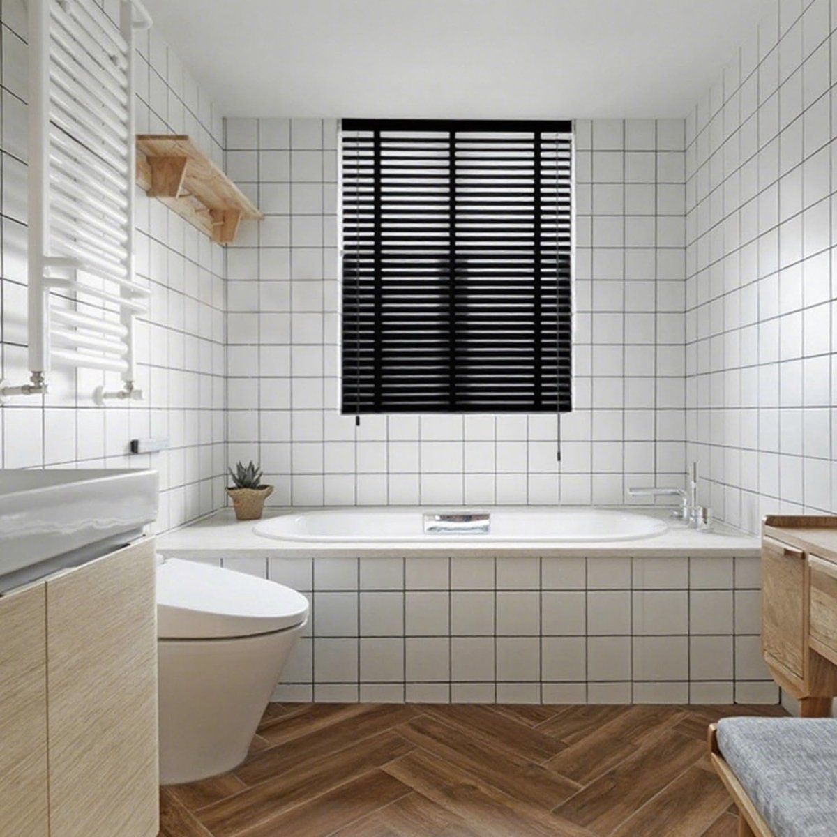 Houten Jaloezieën - Horizontale Blinds - Raamdecoratie - Natuurlijk Hout - B180cm x H155cm