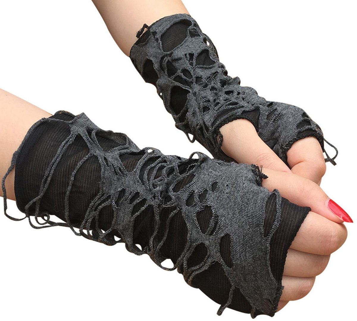 Dailygoods- Vingerloze Handschoenen Zwart - Punk/Halloween - Cosplay - Gotic - Duurzaam Polyester - Afmetingen 24x10 cm
