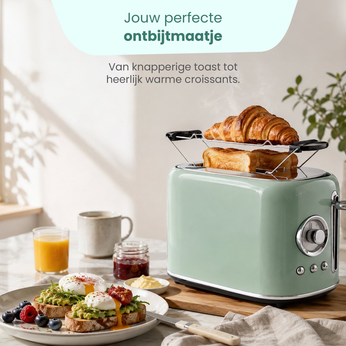 Emerio Retro Broodrooster - 800W Toaster - TO-133281 Groen thumbnail 4