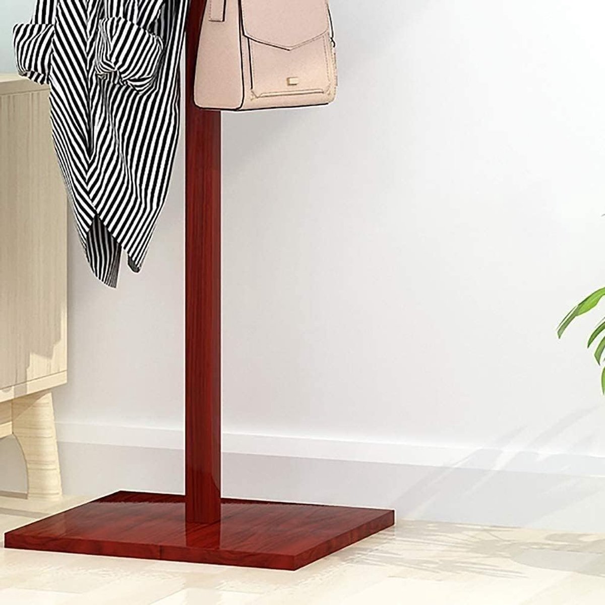 Staande Kapstok - Boom Hanger - Ruimte Besparen - Massief Houten Basis - 163x40cm - Rood Z