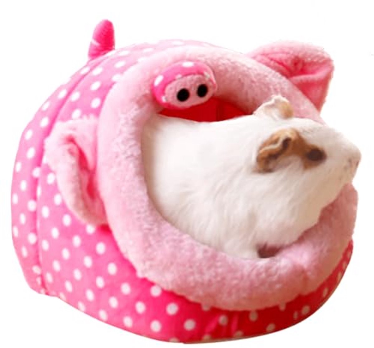 Cavia Huisje - Roze Varken Cavia Huisje L - Pluche Slaapgrot met Uitneembaar Kussen - Warm Schuilhuis voor Cavia, Egel, Rat en Chinchilla - 23 x 21 x 15 cm