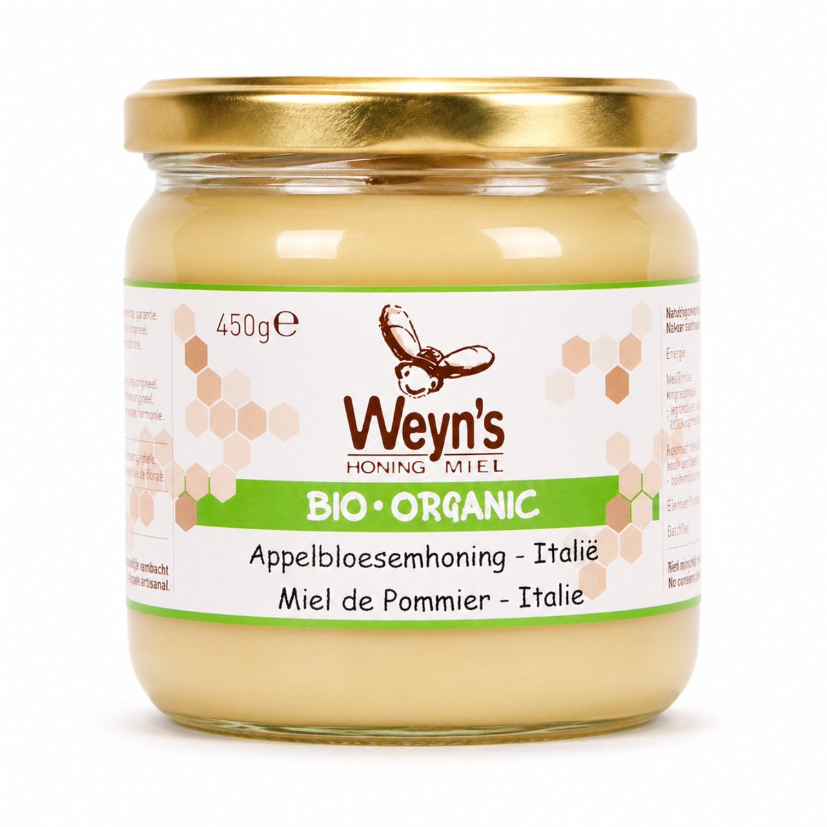 Biologische appelbloesemhoning Italië - 450g - Weyn's - Honingpot