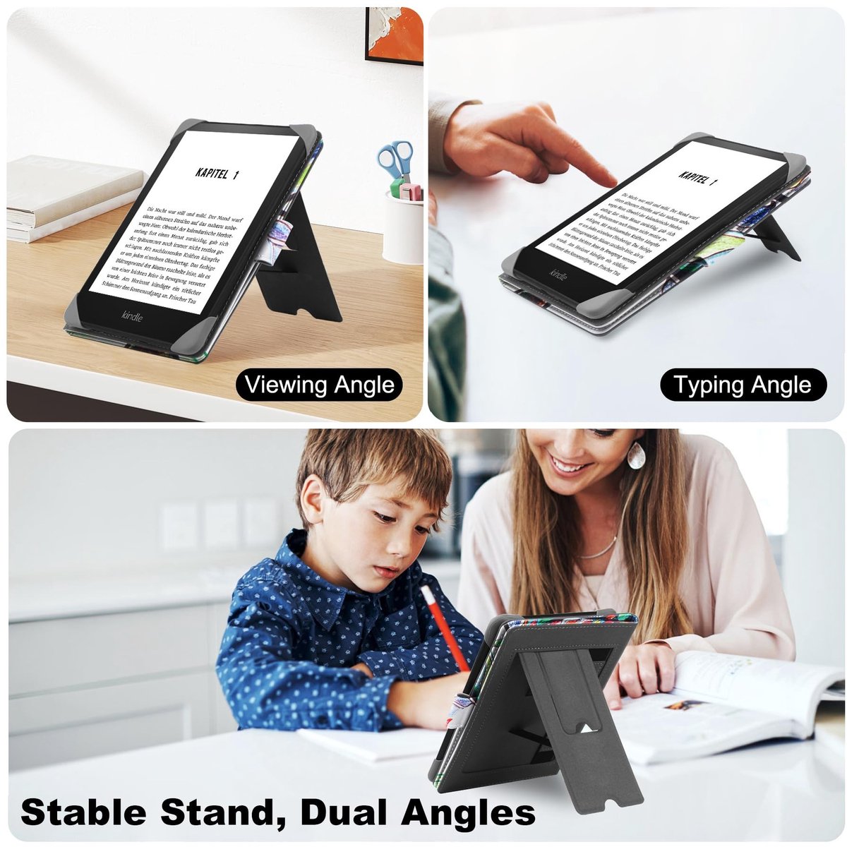 Dailygoods - HoYiXi Universele hoes compatibel met 6"-6.8" Kobo/PocketBook/Tolino/Sony E-Book eReader Kindle Paperwhite/Kobo Clara HD/Kobo Clara 2E lederen standaard hoes voor 6-6,8" E-Book eReader, boom – foto 2