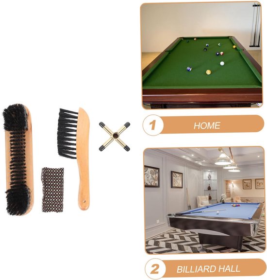 Pooltafel Borstel Set - Biljartborstel Reinigingsset - Tafel Onderhoud - Twee Lengtes Borstelharen - 23 x 5.5 x 5 cm — afbeelding 3