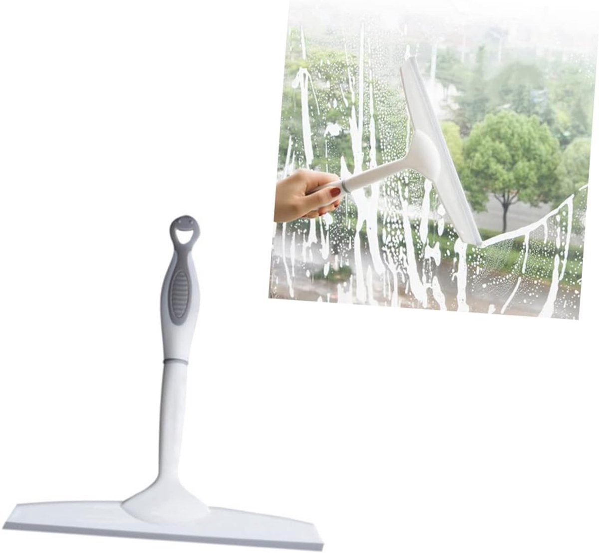 Siliconen Glaswisser - Badkamer Wisser - Snel Ramen Schoonmaken - Krasbestendig Oppervlak - 26 cm - Wit