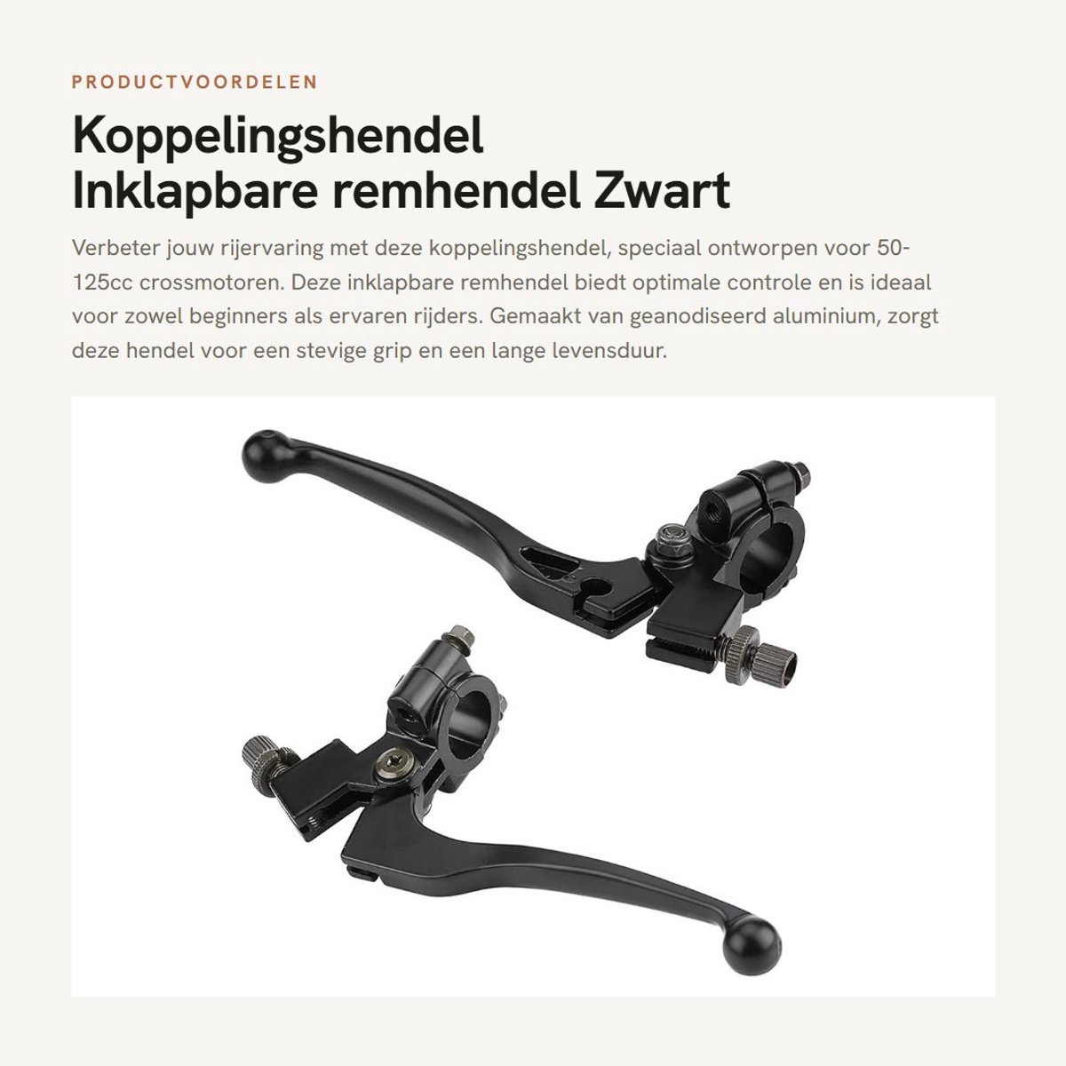 Dailygoods- Koppelingshendel Inklapbaar - Remhendel - 22 mm - Zitstok - Geanodiseerd Aluminium - Geschikt voor Dirt Pit Bike