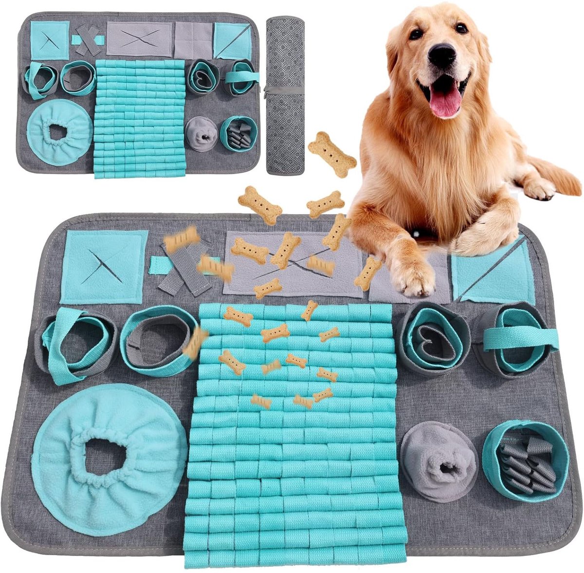 Honden Snuffelmat-Voer Speelmat-Interactiviteit Speelgoed-Slow Feeding Mat-Anti-Schrok Mat-Puzzel Mat-66x44cm
