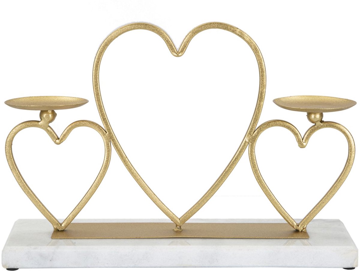 Mauro Ferretti Kandelaar Hearts Candle Holder Cm 30×9×20 cm Goud