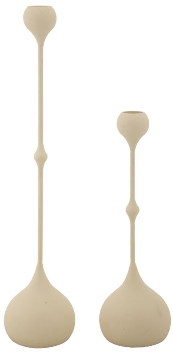 Mauro Ferretti Kandelaar Slimmy Cream Set 2 Pcs Ø 8×26 cm Crème