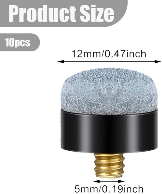 Dailygoods - 10 verpakkingen biljartkeupunten, reserveschroeven met biljartkeu-naalden, 12 mm, grijs, accessoireset voor snooker-keus van Dailygoods — afbeelding 4