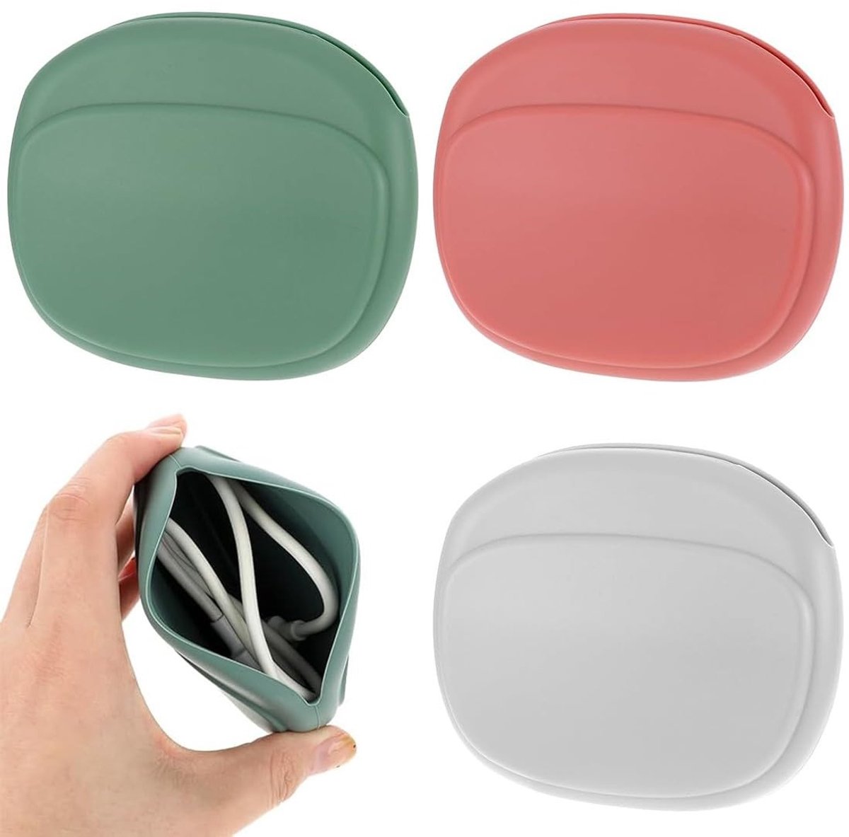 Dailygoods - Mini-opbergtas voor Hoofdtelefoon - 3 Stuks met Ritssluiting en Harde Schaal
