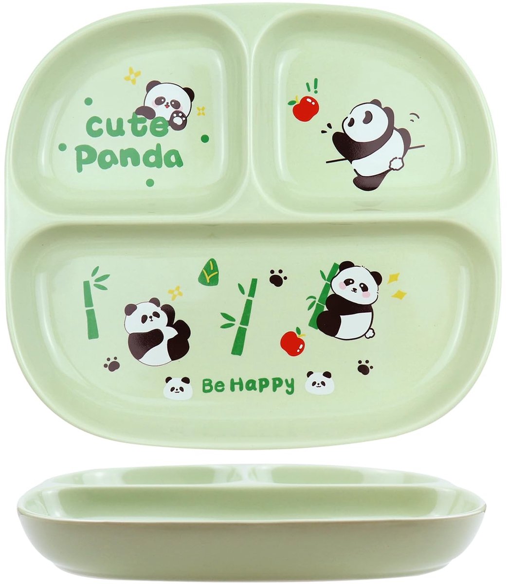 Dailygoods- Lunchborden Keramisch - Snackborden met Vakken - Magnetron/Vaatwasmachinebestendig - Gedeeld Bord - Veilig Glazuur - Glad Oppervlak