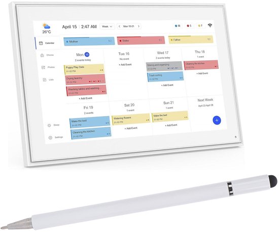 Dailygoods- Stylus Pen 3-in-1 - Compatibel met Digitale Agenda - Capacitatieve Pen - Touchscreen Pen - Rubberpunt/Schijfpunt - Aluminium Behuizing — afbeelding 5