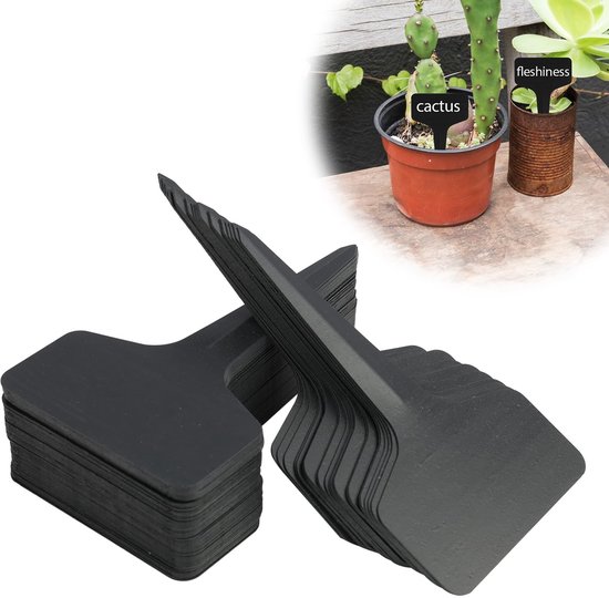 Dailygoods- Plantenbordjes 100 stuks - Weerbestendige kunststof - Steketiketjes - T-type ontwerp - Voor tuin, kruiden en planten - Inclusief marker - Tuinetiketten