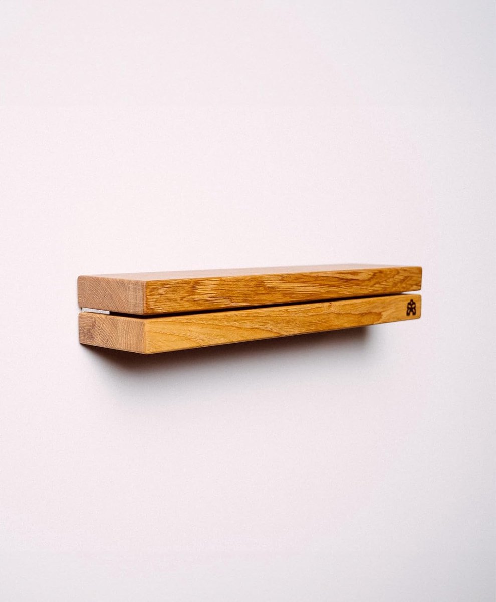 Houten Sleutelrek - Wandrek met Haken - Sleutels Opbergen - Met Plank - 35 x 9 x 5 cm - Na