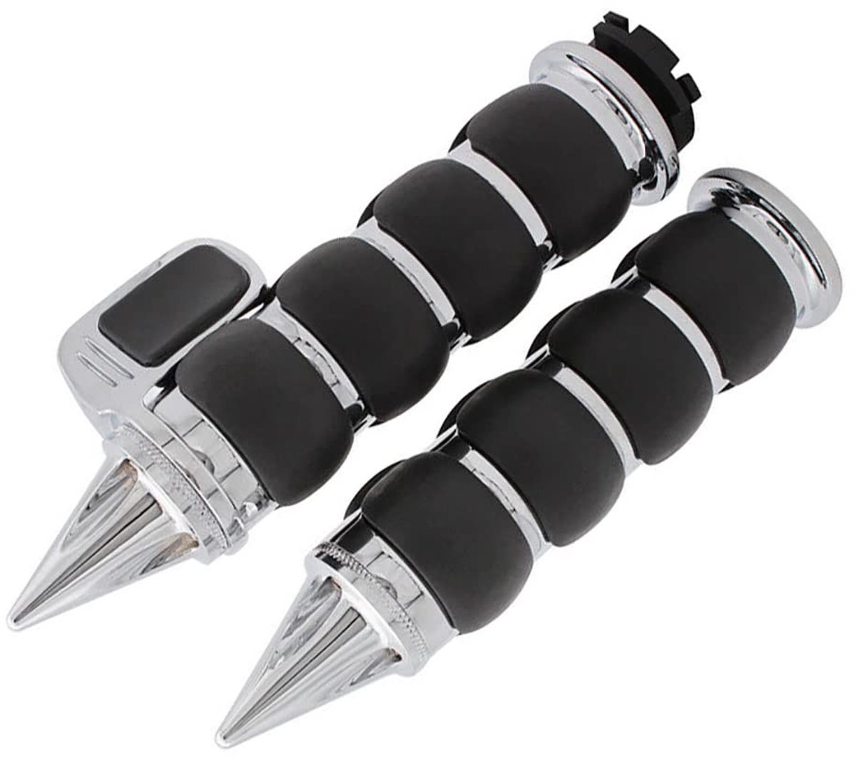 Dailygoods- Handgrepen Zwart/Chroom - 22mm Handgrepen - Ergonomische Grip - Slijtvast Materiaal - Eenvoudig te Installeren - Set van 2 - Motorhandgrepen