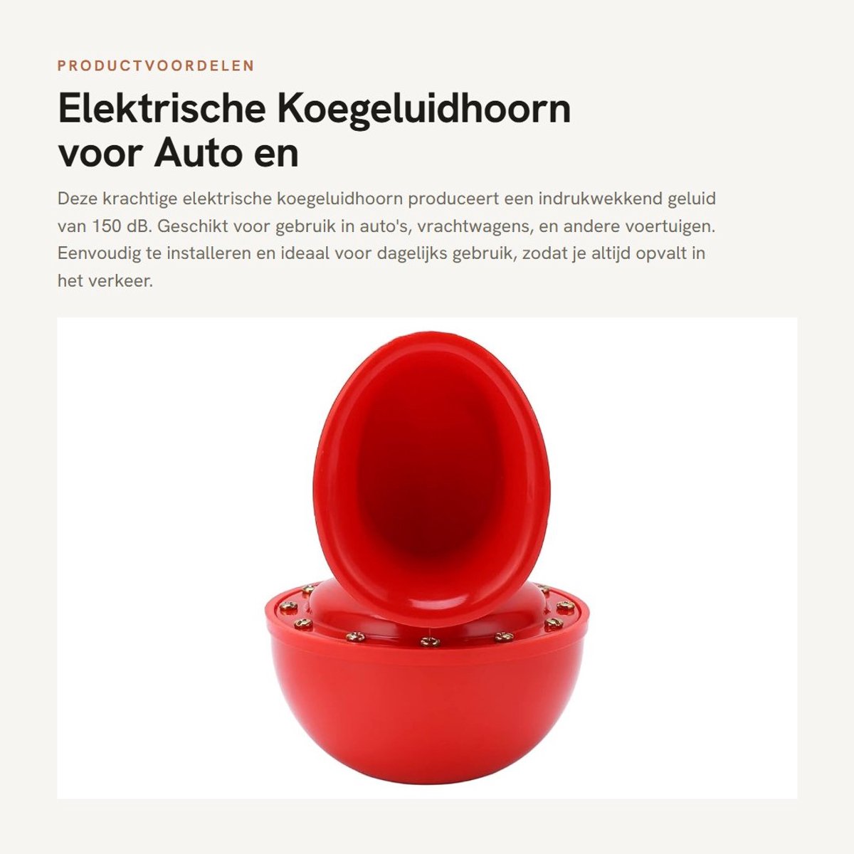 Dailygoods - Elektrische Koegeluidhoorn voor Auto en Vrachtwagen