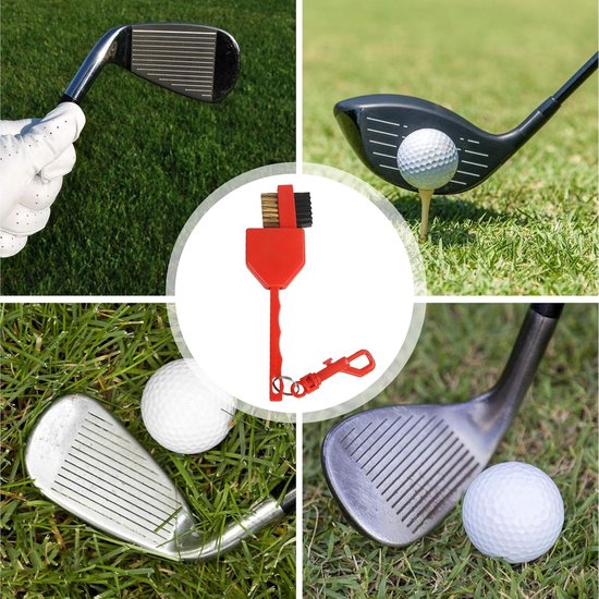Golf Club Borstel - Reinigingsborstel Golfsticks - Golfclubs Schoonmaken - Dubbelzijdige Reiniging - 18 cm - Rood van GOLF — afbeelding 5