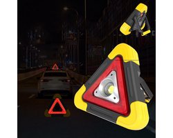 Waarschuwingsdriehoek Auto - Noodverlichting Driehoek - Veiligheid Onderweg - Verlichting en Waarschuwingslicht - 18.5x16.5cm - Rood